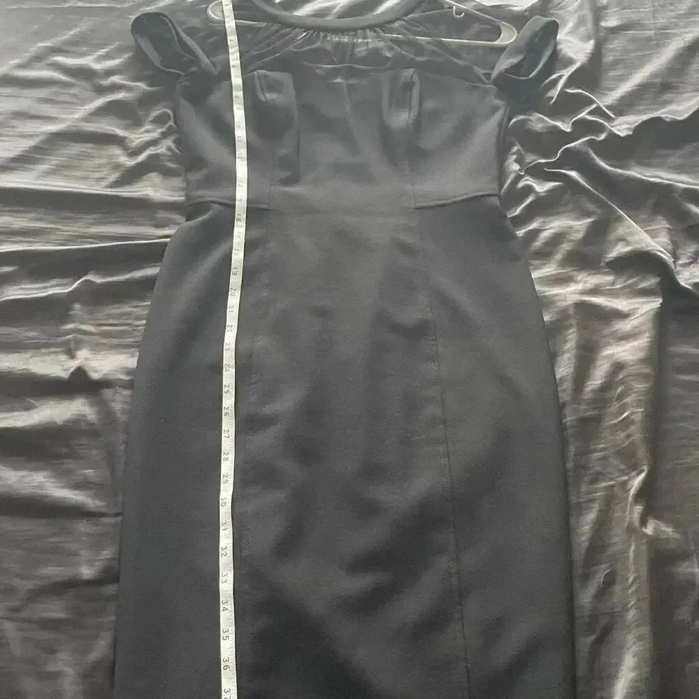 Nordstrom Maggy London classy sheer illusion bodycon black midi dress size 8 - Picture 14 of 16